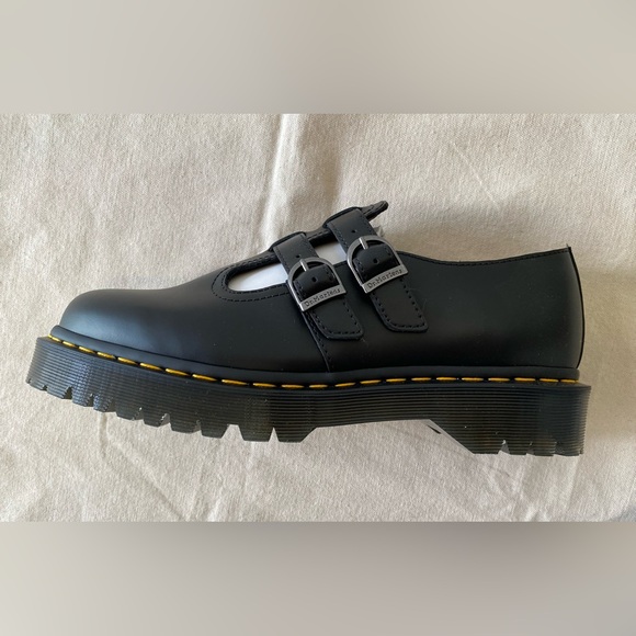 NIB Dr. Martens 8065 Black Smooth Leather Double Strap Mary Jane Derby Shoe W11 - Picture 5 of 9